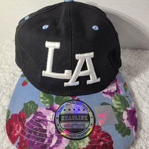 Los Angeles (LA) Snapback Adj Cap Black & Floral